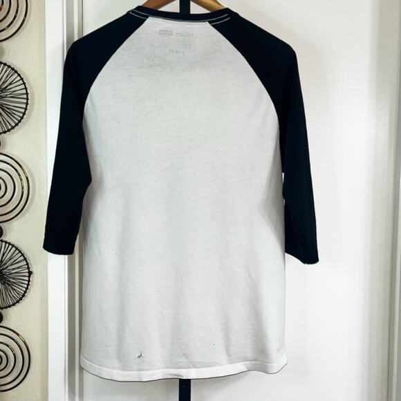 VANS Custom Mens Skeleton Graphic Baseball Tee - Black White Blue, Size L - Picture 3 of 8